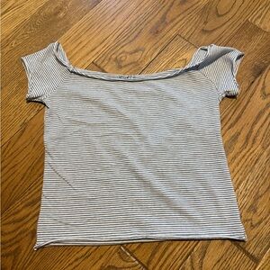 Brandy Melville Black and White Striped Short Sleeve Tee